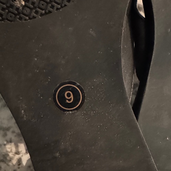 Tory Burch Black Flip Flops with Gold Emblem - Picture 5 of 7